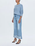 Lana Crop Wide Leg Cuffed Jean in Snowcat