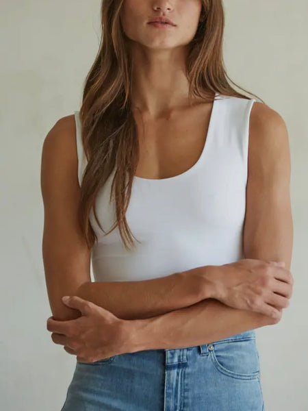 Doubled Up Tank in White