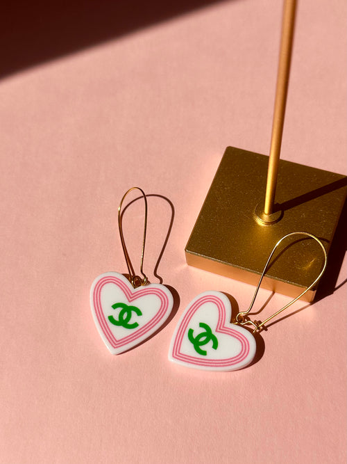 Pink & Green Hook Earrings