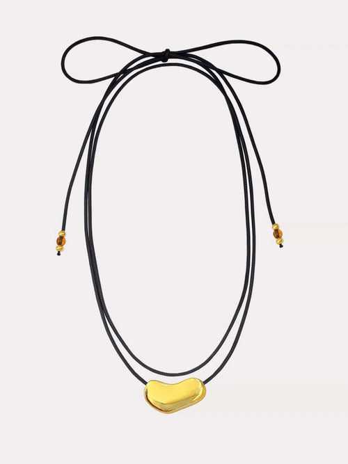 Nugget Corded Tie Necklace in Gold