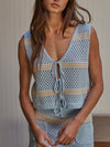 Sitting Seaside Stripe Vest in Sky Blue