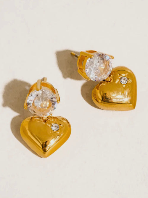 Annika CZ Heart Dangle Earrings