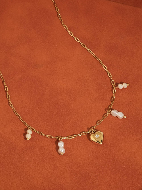 Paray Pearl Heart Charm Necklace