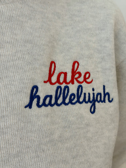 Lake Hallelujah Embroidered Sweatshirt in Sand
