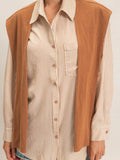 Soften Your Shoulders Button Up in Camel