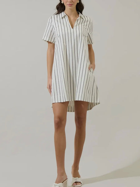Kamara Stripe Mini Dress in Marhsmallow
