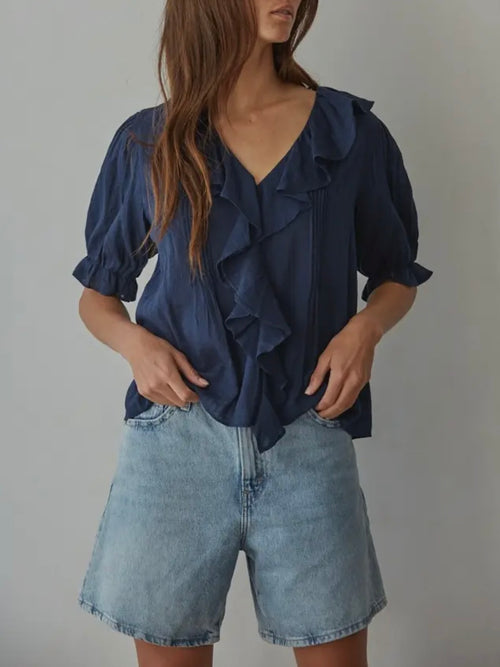 Perhaps A Puff Sleeve Blouse in Navy