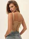 Rose Beaded Bustier in Tan