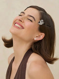 Extra Long Metal Rhinestone Bobby Pins 4pc in Ghost