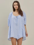 So Seersucker Romper in Blue