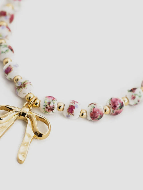 Sweetheart Bow Necklace in Pink