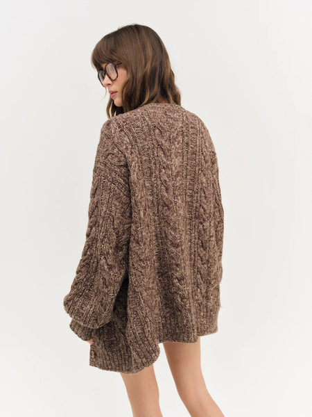 Nathalie Knit Oversized Cardigan in Brown
