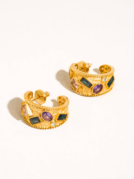 Delmare Gemstone Hoop Earrings