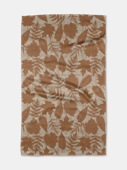 Autumnal Leaves Gold Tea Towel