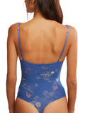 Printed Night Rhythm Bodysuit in Blue Floral Combo