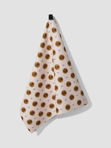 Artisanal Floral Cream Tea Towel