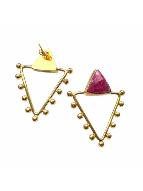 Nadira Ruby Triangle Earrings