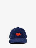 Corduroy Baseball Hat in Bright Poppy Embroidered Lips