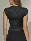 Gold Shoulder Top in Black