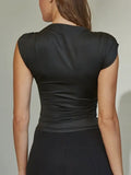 Gold Shoulder Top in Black