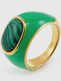 Malachite Enamel Signet Ring