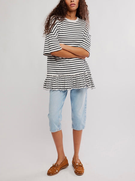 Why Yes Striped Tee in Black & White Combo