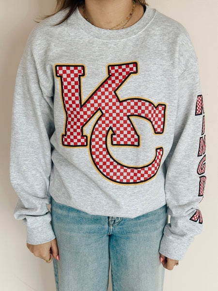 Checkered KC Football Sweatshirt