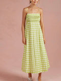Pintucked Palm Dress in Chartreuse