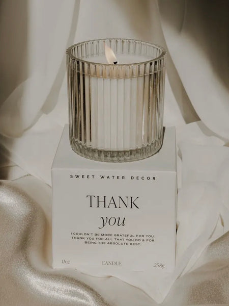 Thank You Boxed Ribbed Glass Candle