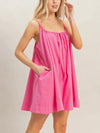 Girly & Gathered Mini Dress in Pink