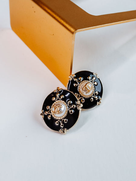 Penelope Large Black Studs