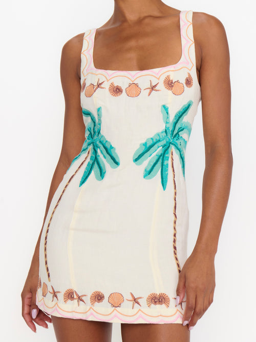 Steph Mini Dress in Beachfront Embroidery