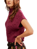 Vickie Mock Neck Sweater in Red Plum