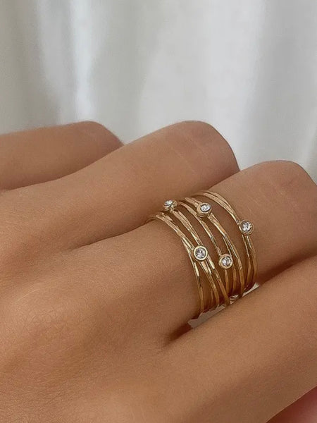 Vintage Multi Band Ring in CZ