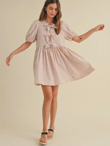 Stripe Me Down Mini Dress in Red