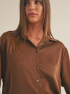 Smitten With Satin Blouse in Brown