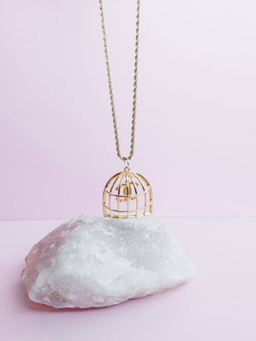 Repurposed Birdcage Necklace in Gold
