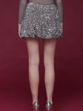 Bubble Sequin Mini Skirt in Silver
