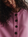 Reena Button Front Sweat in Moonlite Mauve