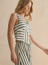 Cute As A Button Stripe Tank in White & Black
