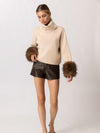 Hadley Faux Fur Sweater in Taupe