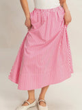 Stay Striped Maxi Skirt in Pink