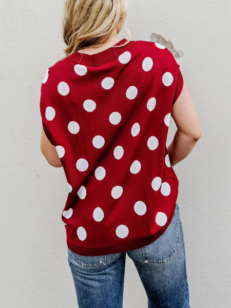 Off The Bench Sweater in Maroon & White