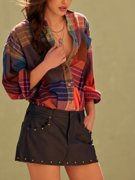 Ashley Plaid Shirt in Ginger Combo
