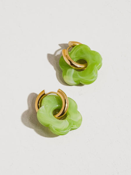Summer Flower Earrings in Green