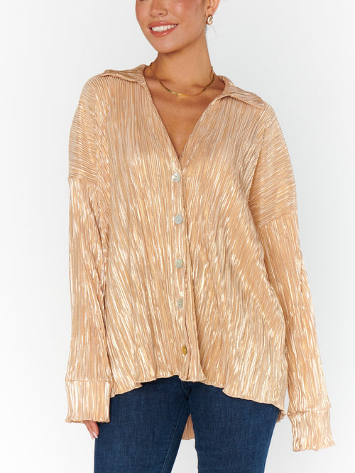 Everywhere Top in Gold Pleat