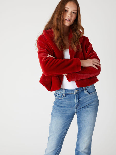 Hot To Trot Faux Fur Jacket in Red