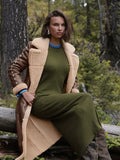 Studded Faux Shearling Coat in Brandy