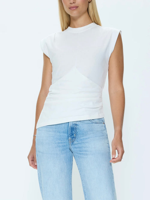 Nya Asymmetrical Tee in Le Blanc