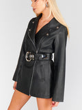Stapleton Mini Dress in Caviar Faux Leather